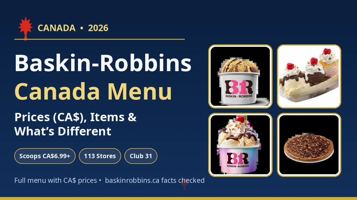 Baskin-Robbins Canada Menu 2026 — prices in CA$, items and US vs Canada differences